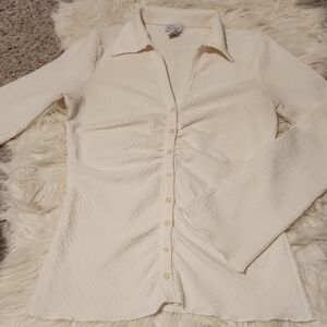 West Of Melrose Textured Button Down Top